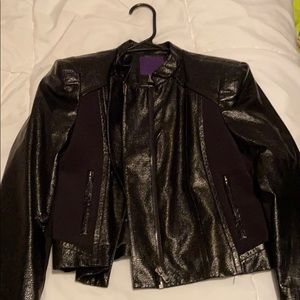 Black patent pleather jacket